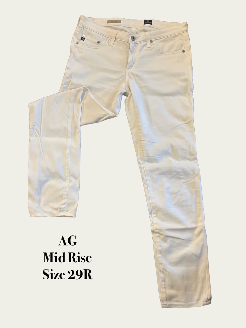 AG Adriano Goldschmied The Stilt Skinny Jeans White Slim Mid Rise Womens